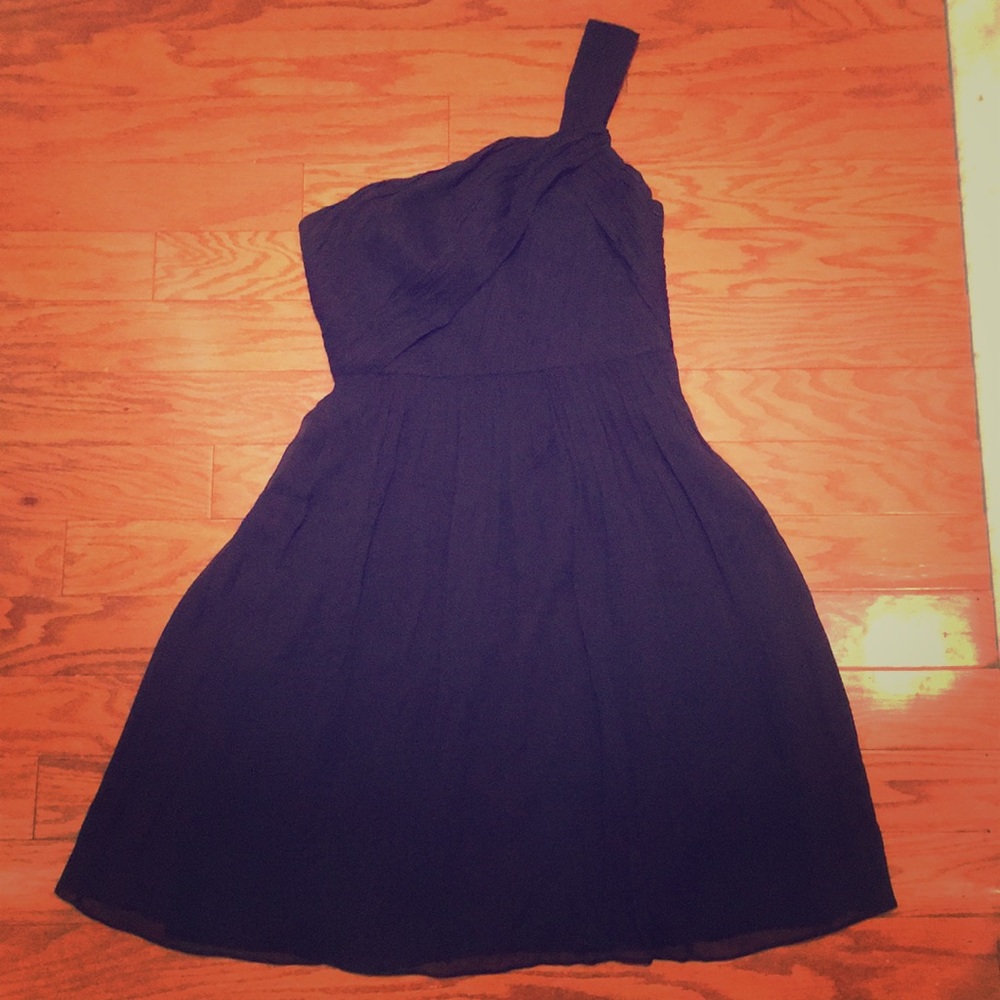 JCrew 6 One Shoulder Navy Silk Cocktail Dress